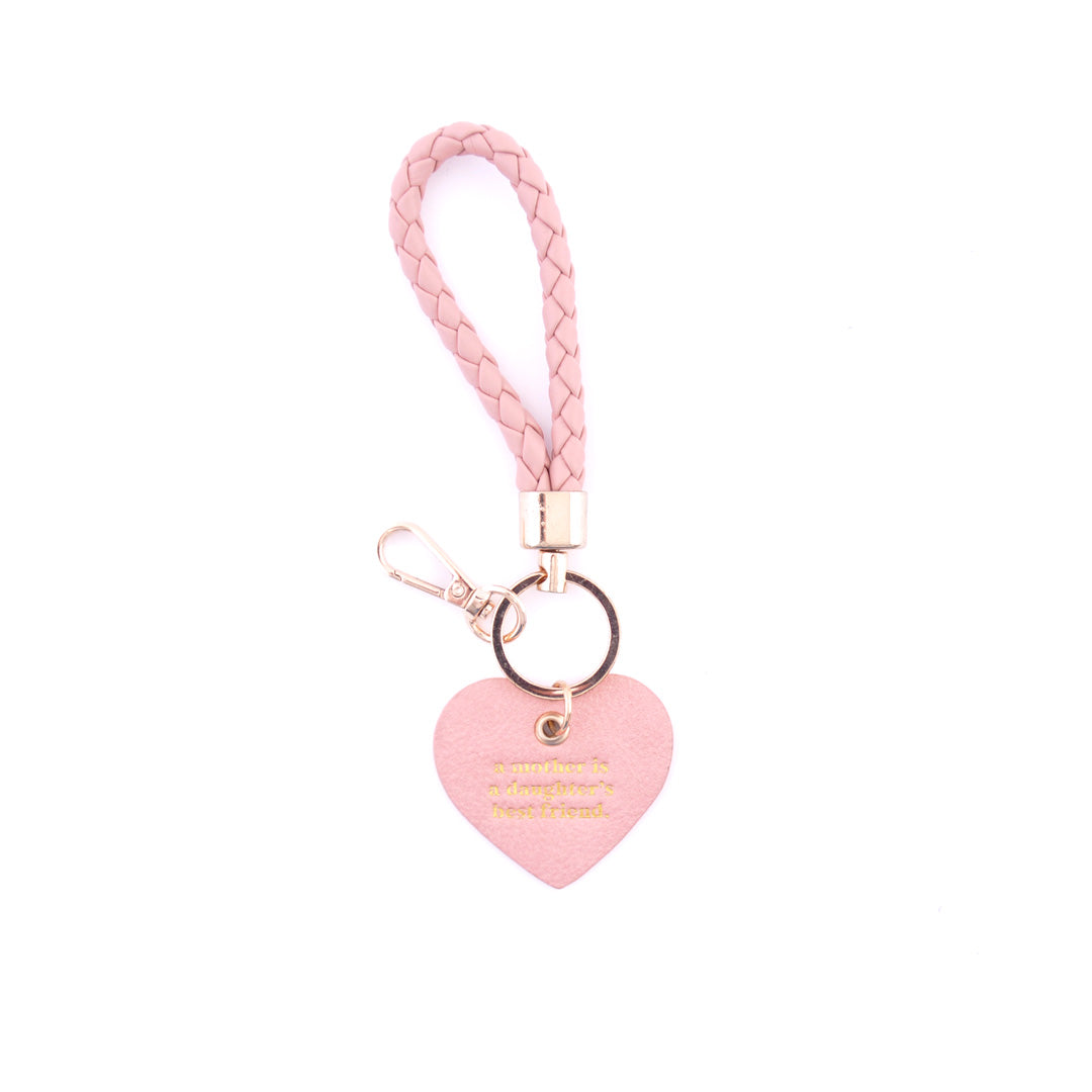 Faux Leather Woven Key Ring - Pink
